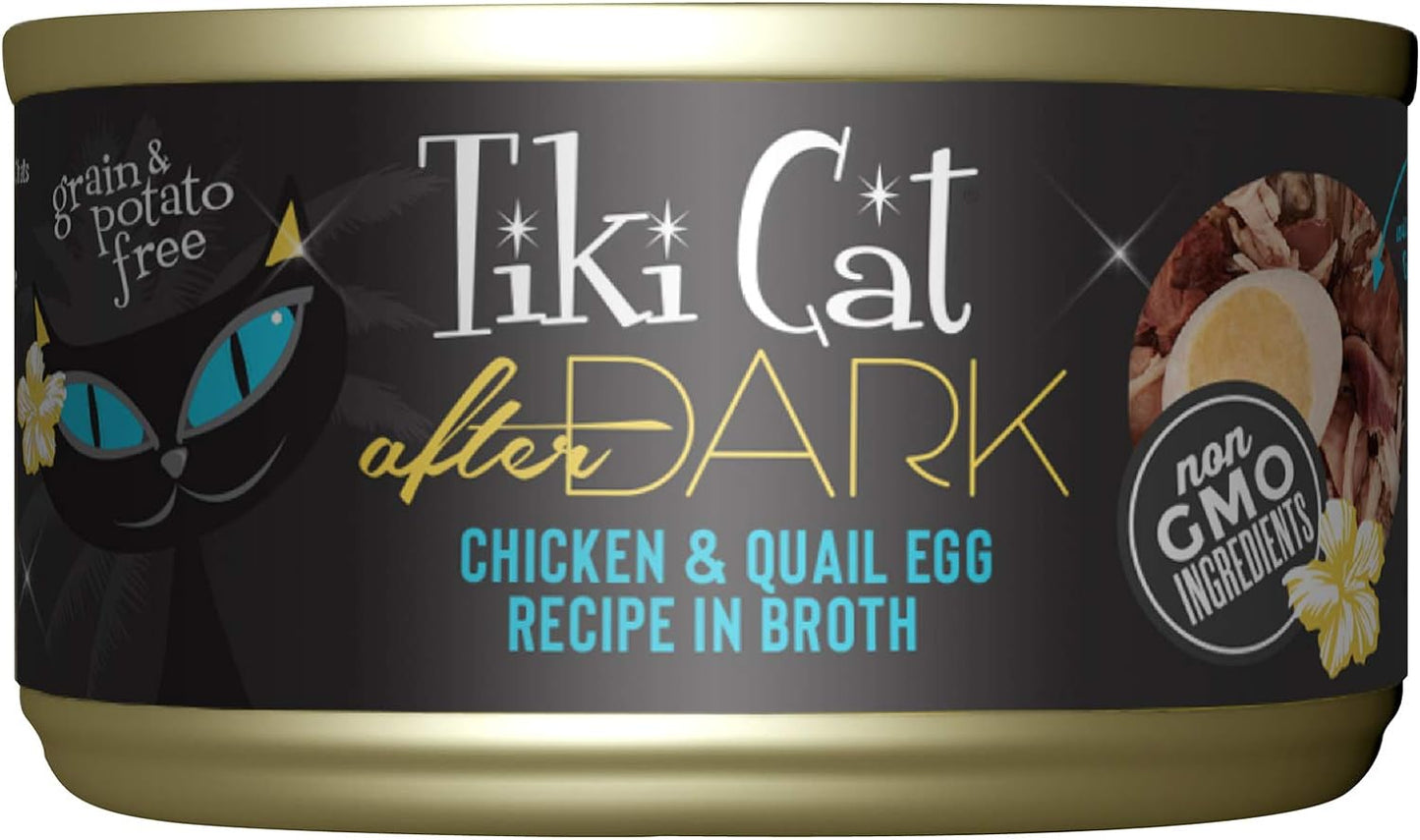 Tiki Cat After Dark,  pollo y huevo de codorniz  (lata de 2.8 onzas) (12 unidades)