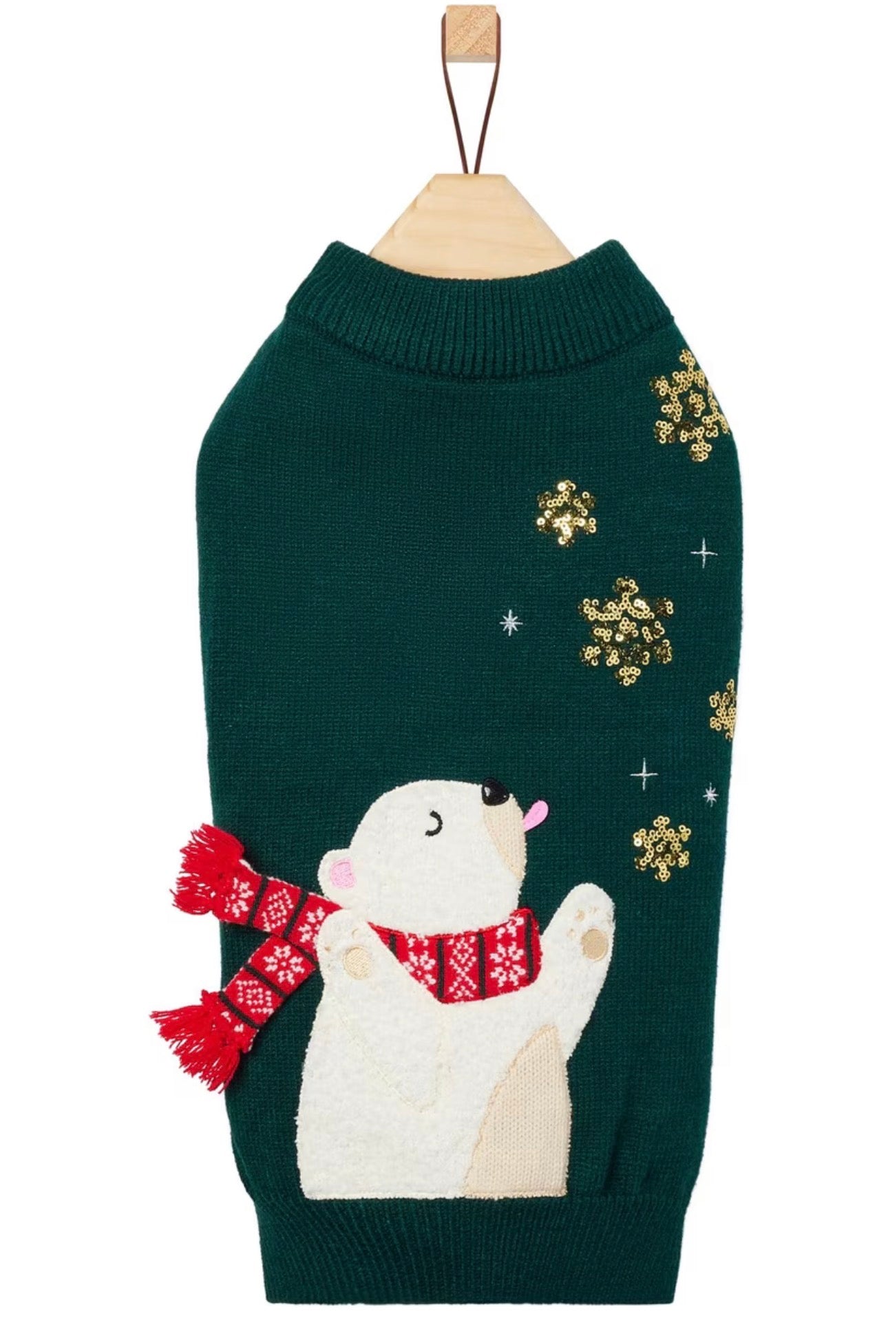 Sequin Polar Bear Dog & Cat Sweater