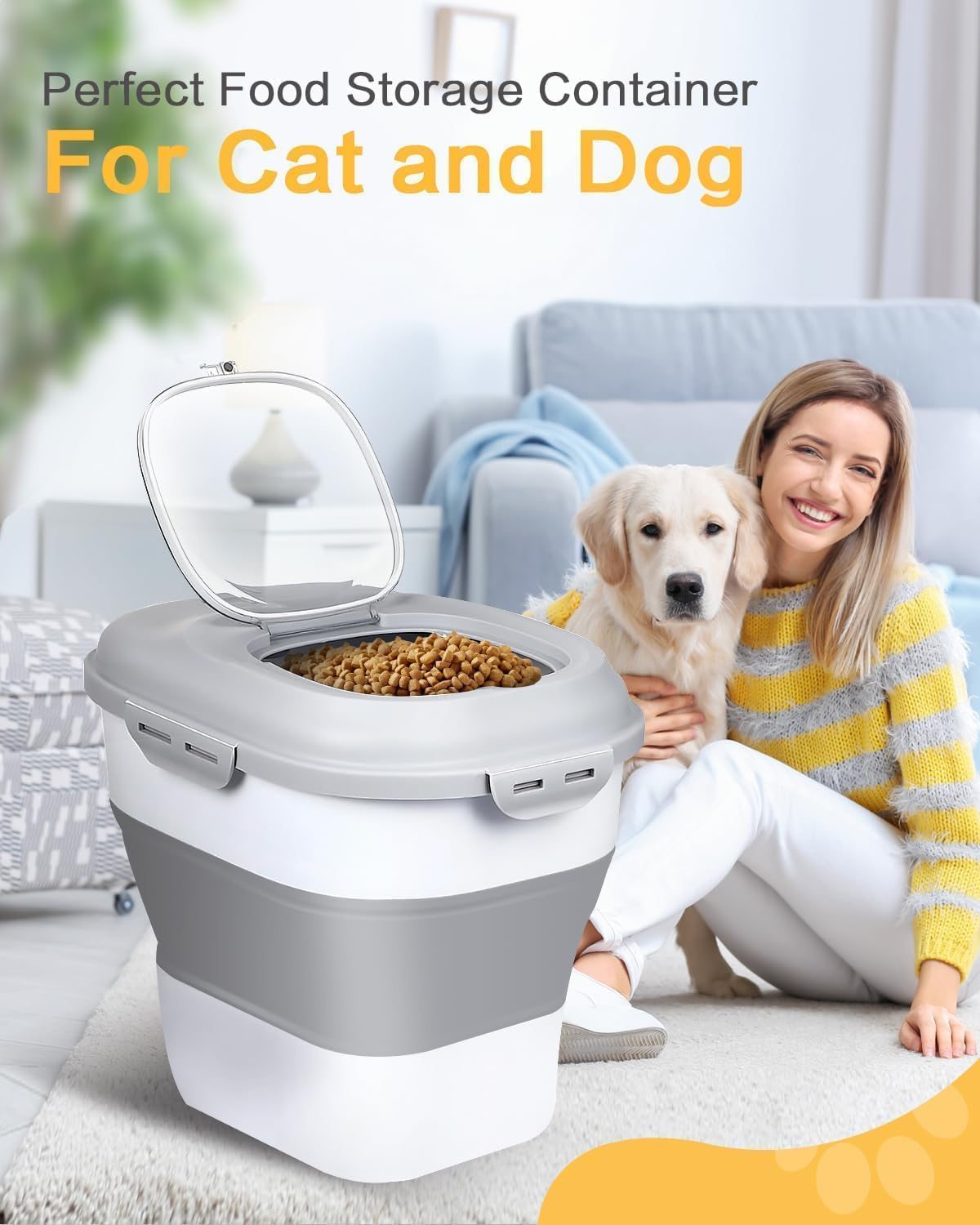 Contenedor de almacenamiento de comida para perro y gato