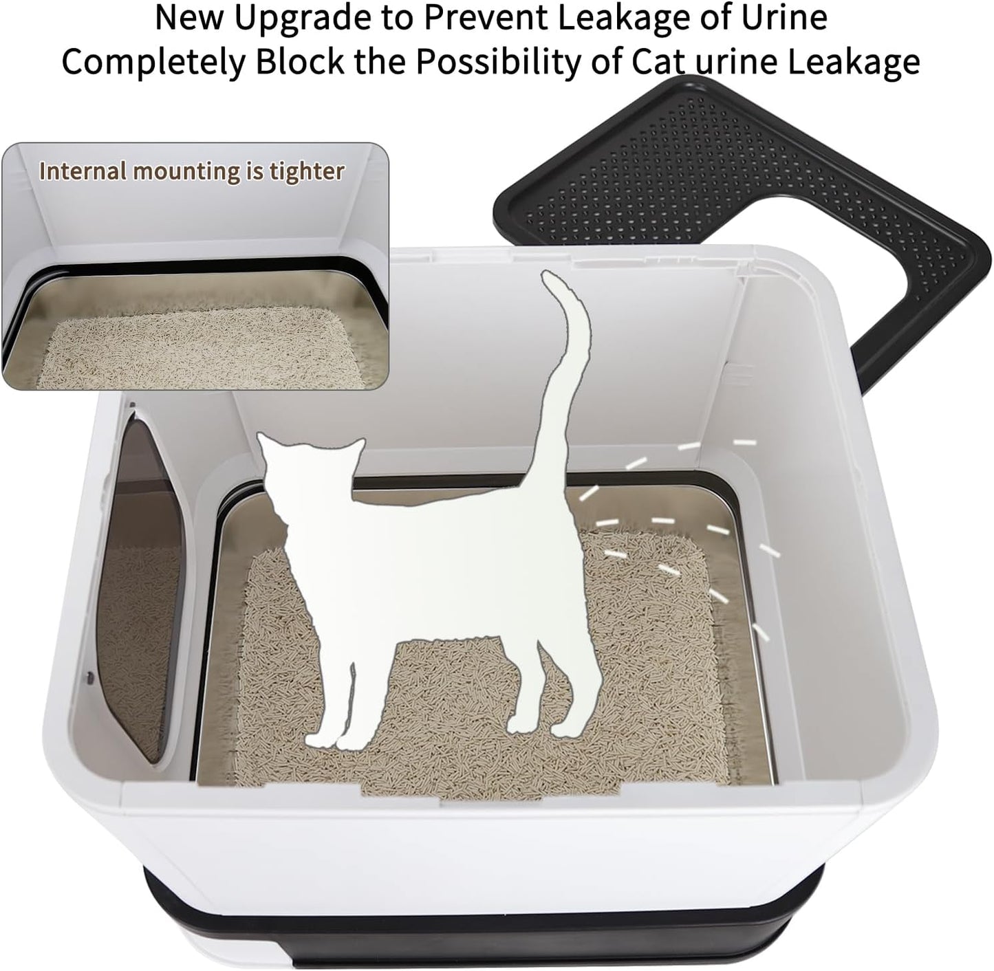 Caja de Acero Inoxidable para Gatos: Diseño Cerrado con Paredes Altas