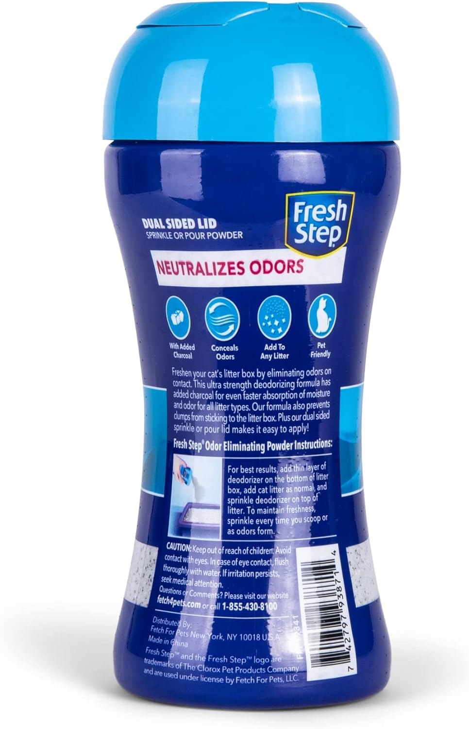Fresh Step en polvo eliminador de olores de carbón para caja de arena gato 15 onzas sin perfume