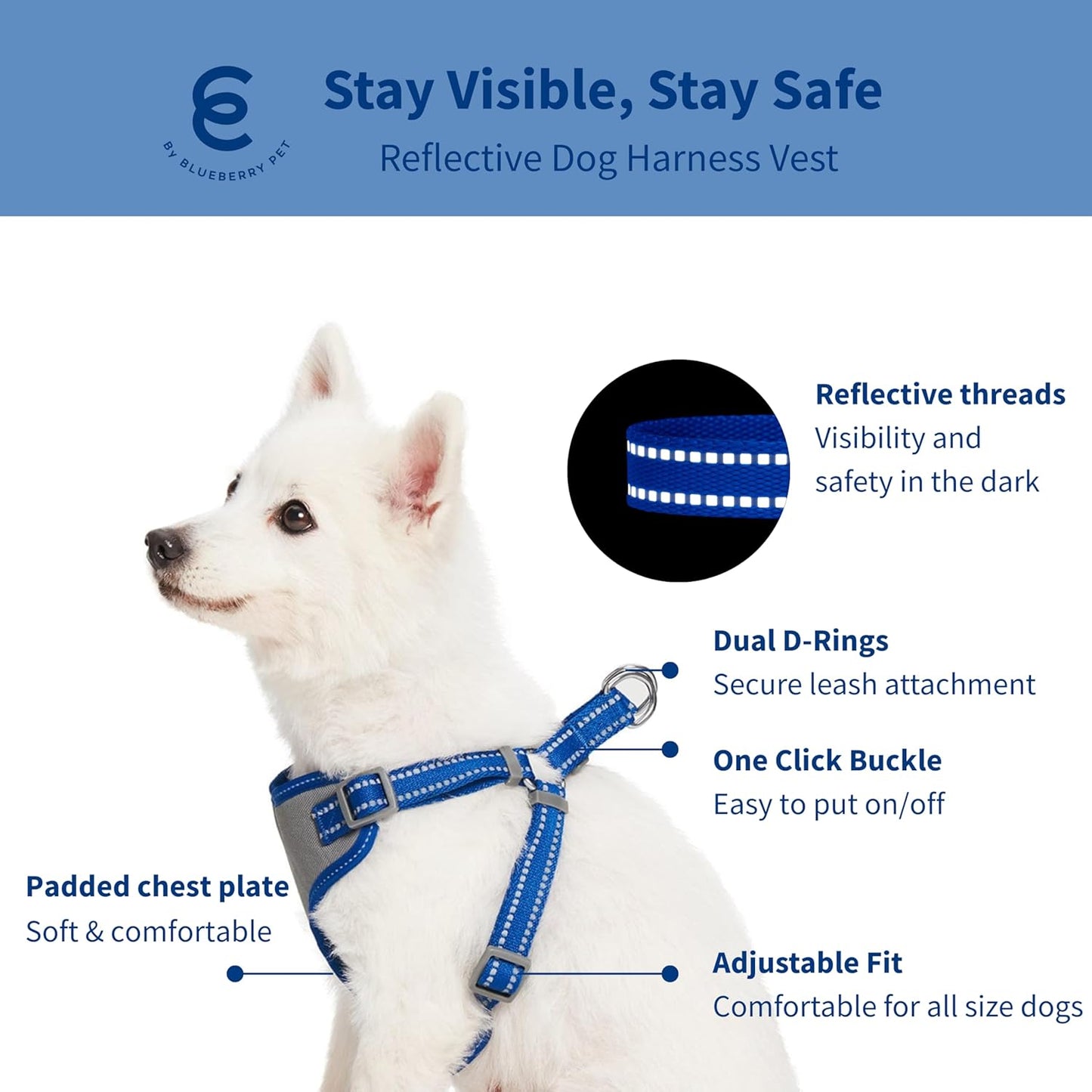 Blueberry Pet  - Juego de arnés reflectante para perro grande