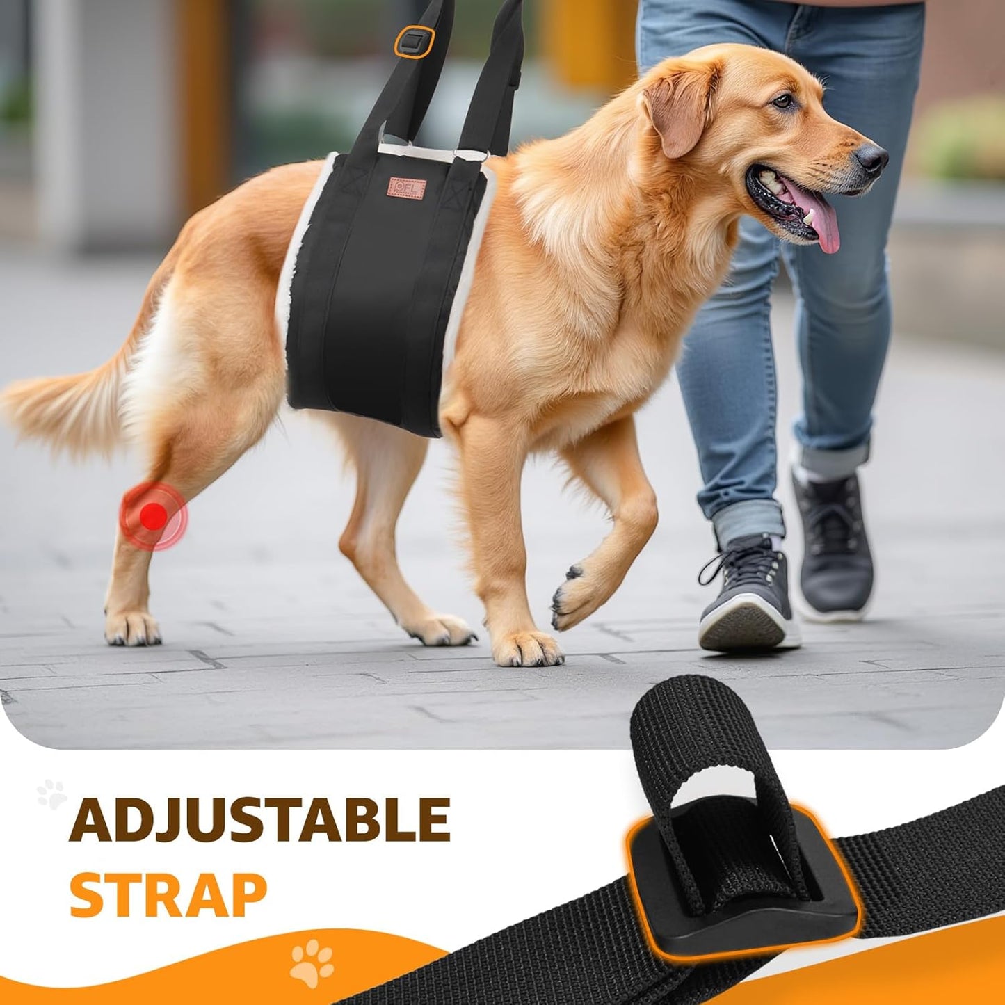 Arnés de elevación ajustable para perros, soporte de pierna trasera