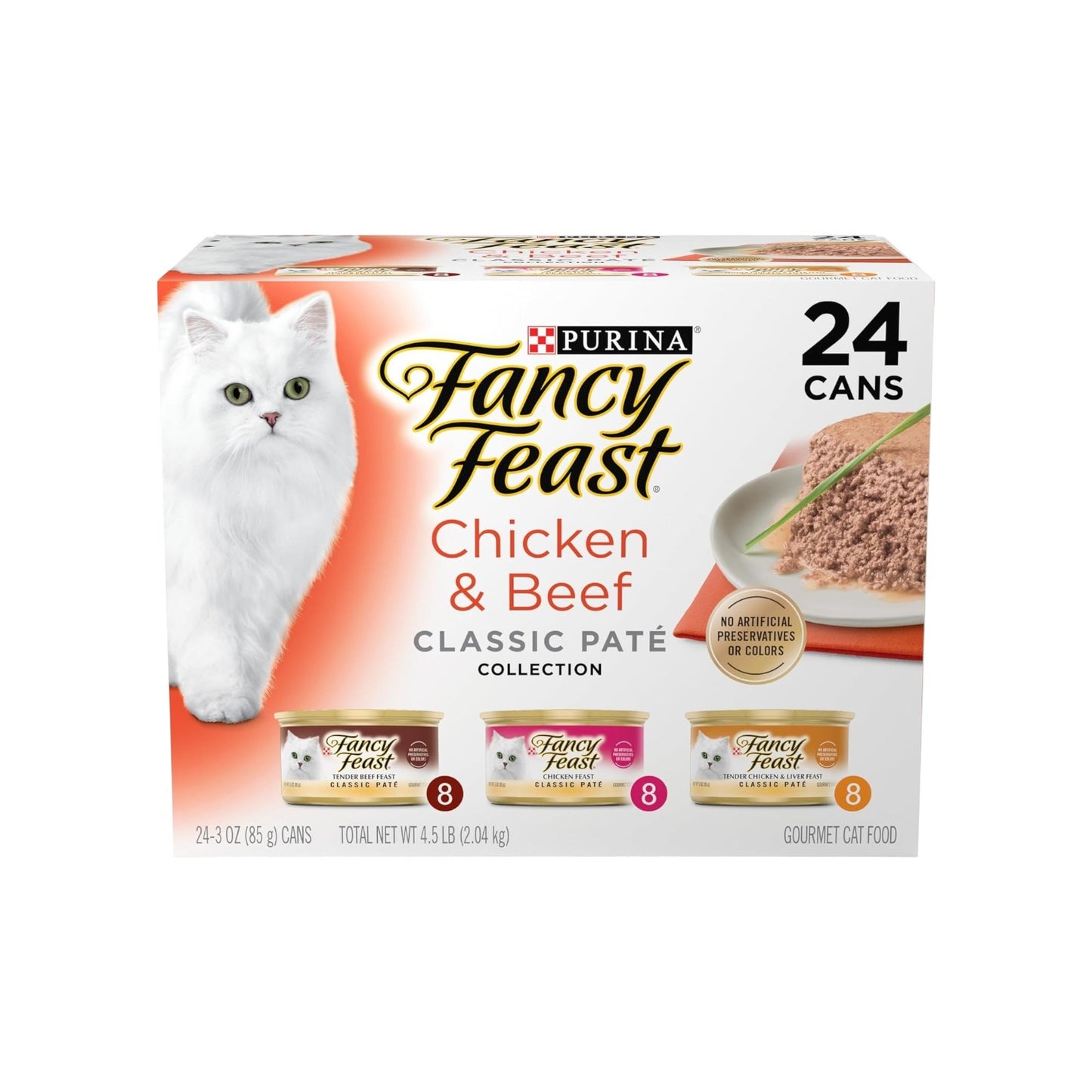 Purina Fancy Feast - Paté clásico de pollo y ternera, (24) latas