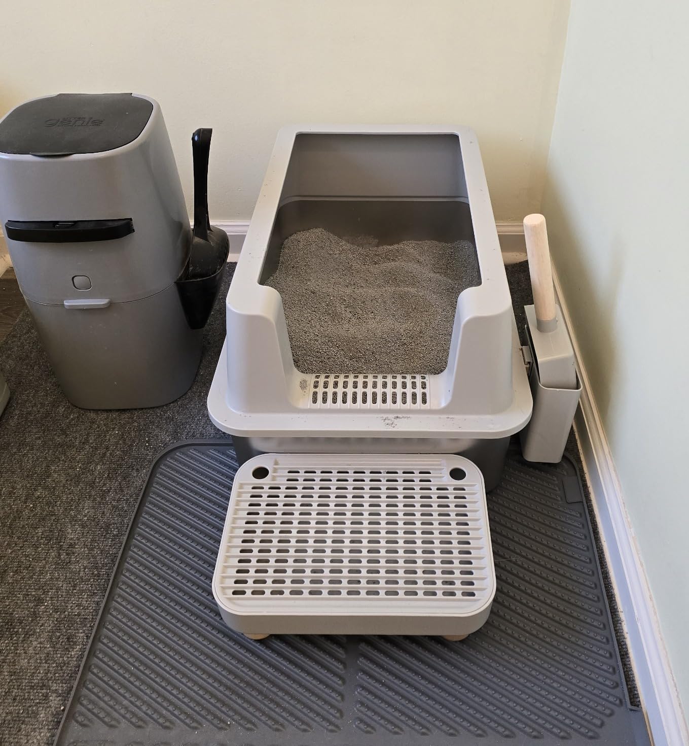 Caja de arena de acero inoxidable para gatos XL