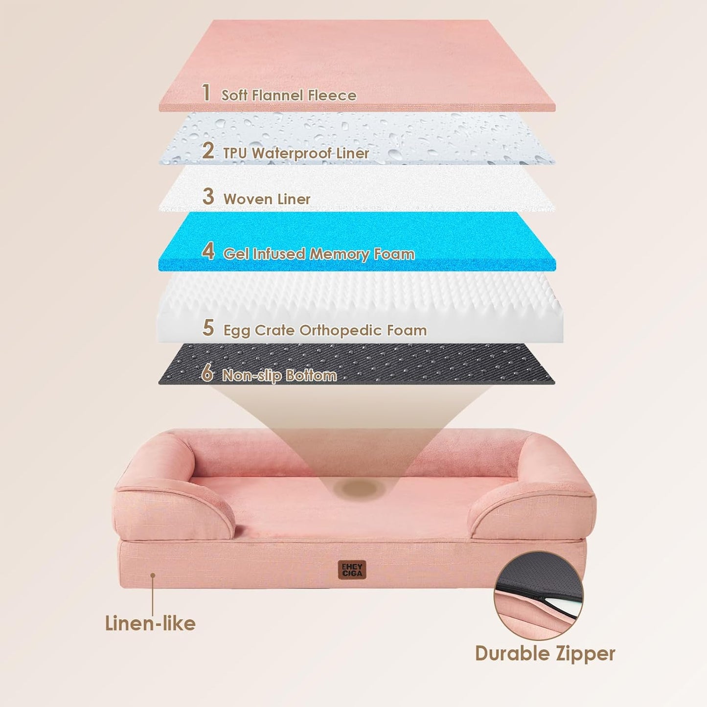 Cama ortopédica para perro grande, funda extraíble lavable