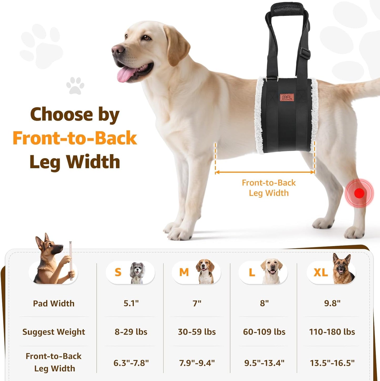 Arnés de elevación ajustable para perros, soporte de pierna trasera