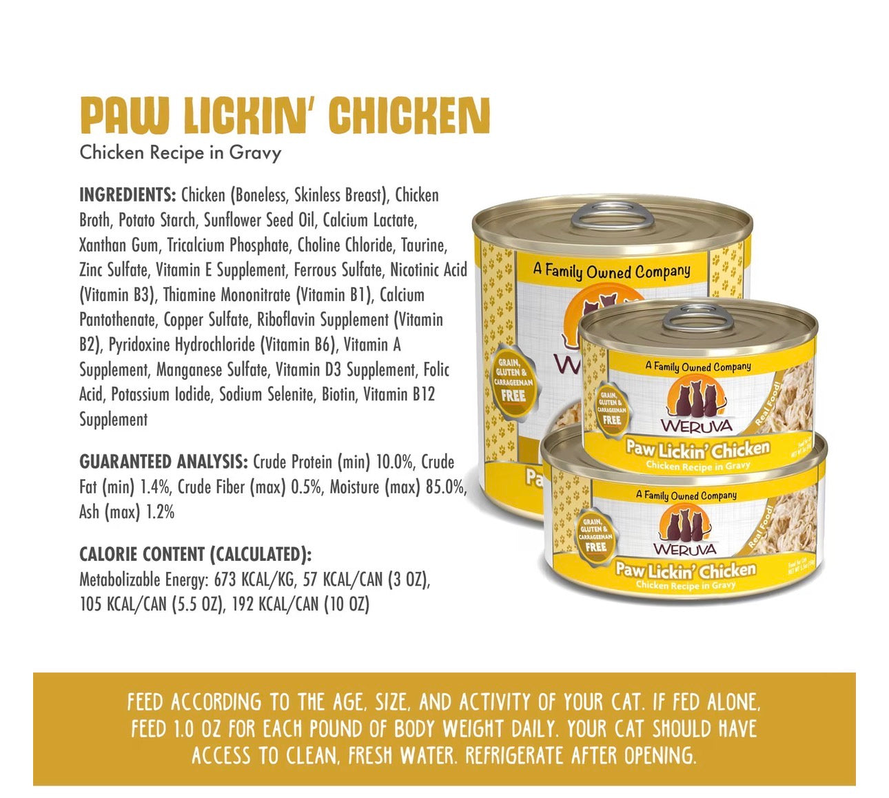 Weruva Paw Lickin' Chicken in Gravy Grain-Free Wet Cat Food, 3-oz, case of 24