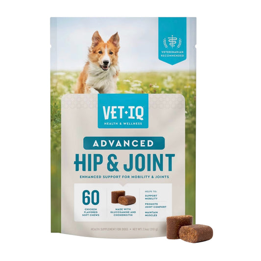VetIQ Advanced Hip & Joint Chicken Flavored Soft Chews Dog Supplement, 60 masticables