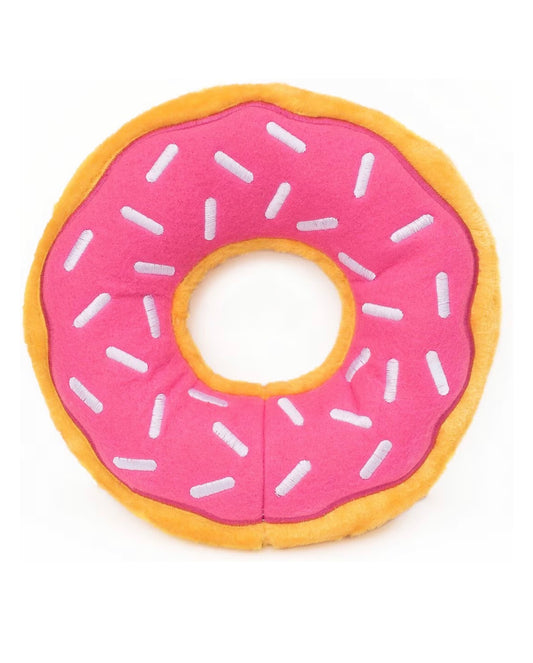 ZippyPaws Jumbo Donutz Dog Toy, Strawberry