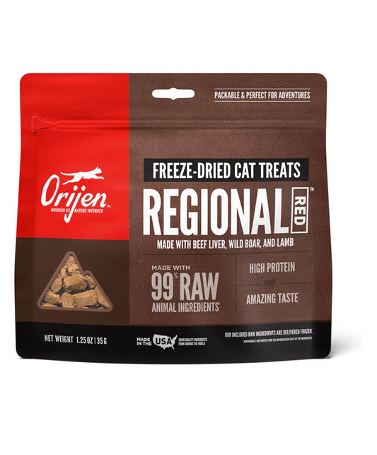 ORIJEN Freeze Dried Cat Treats Grain Free High Protein Raw Animal Ingredients Regional Red 1.25oz Bag