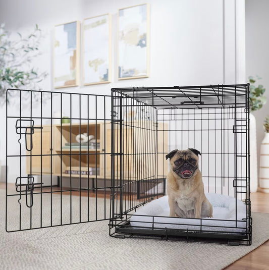 Heavy Duty Fold & Carry Single Door Collapsible Wire Dog Crate, Medium