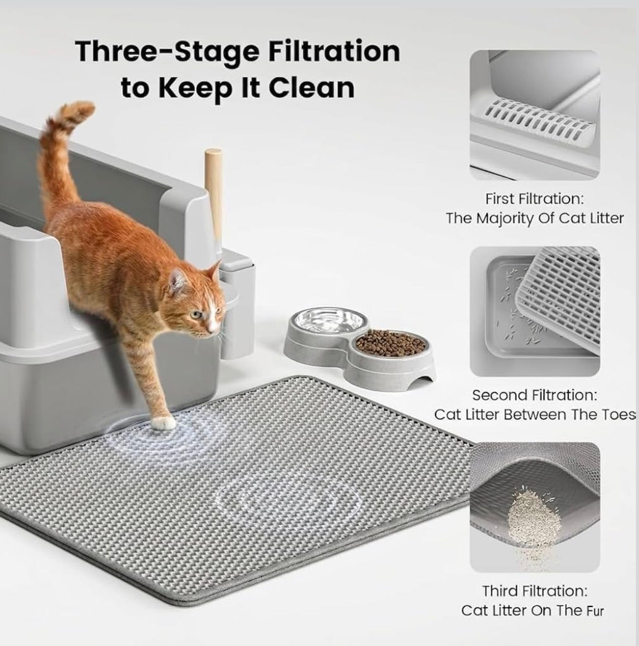 Caja de arena de acero inoxidable para gatos XL