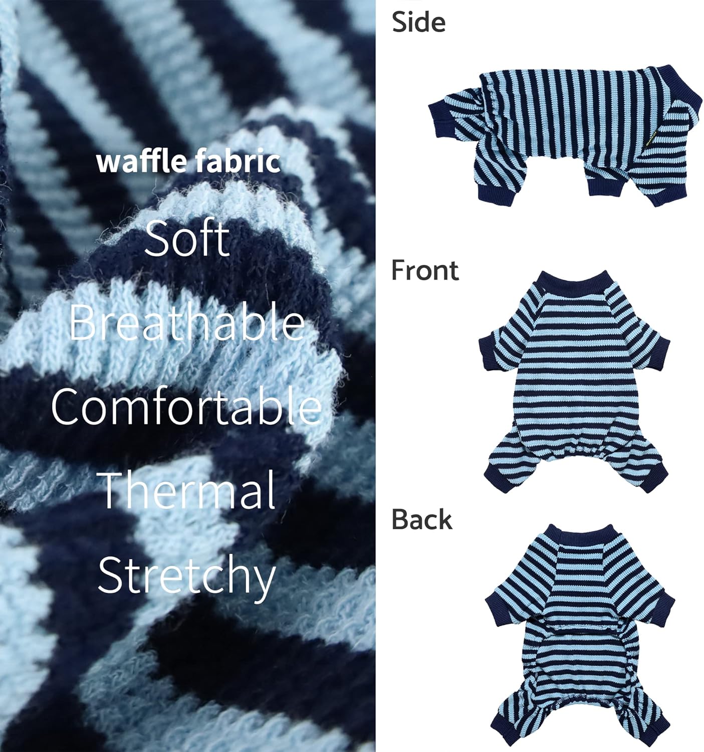 Pijama para perro azul con rayas