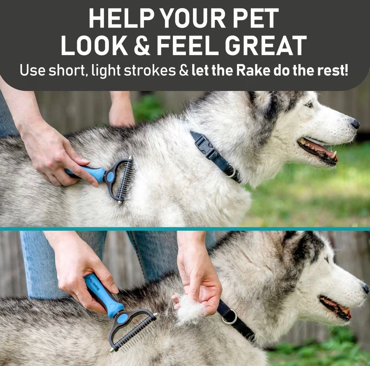 Max Power Planet Dual Sided Undercoat Rake Dog & Cat Deshedding Tool
