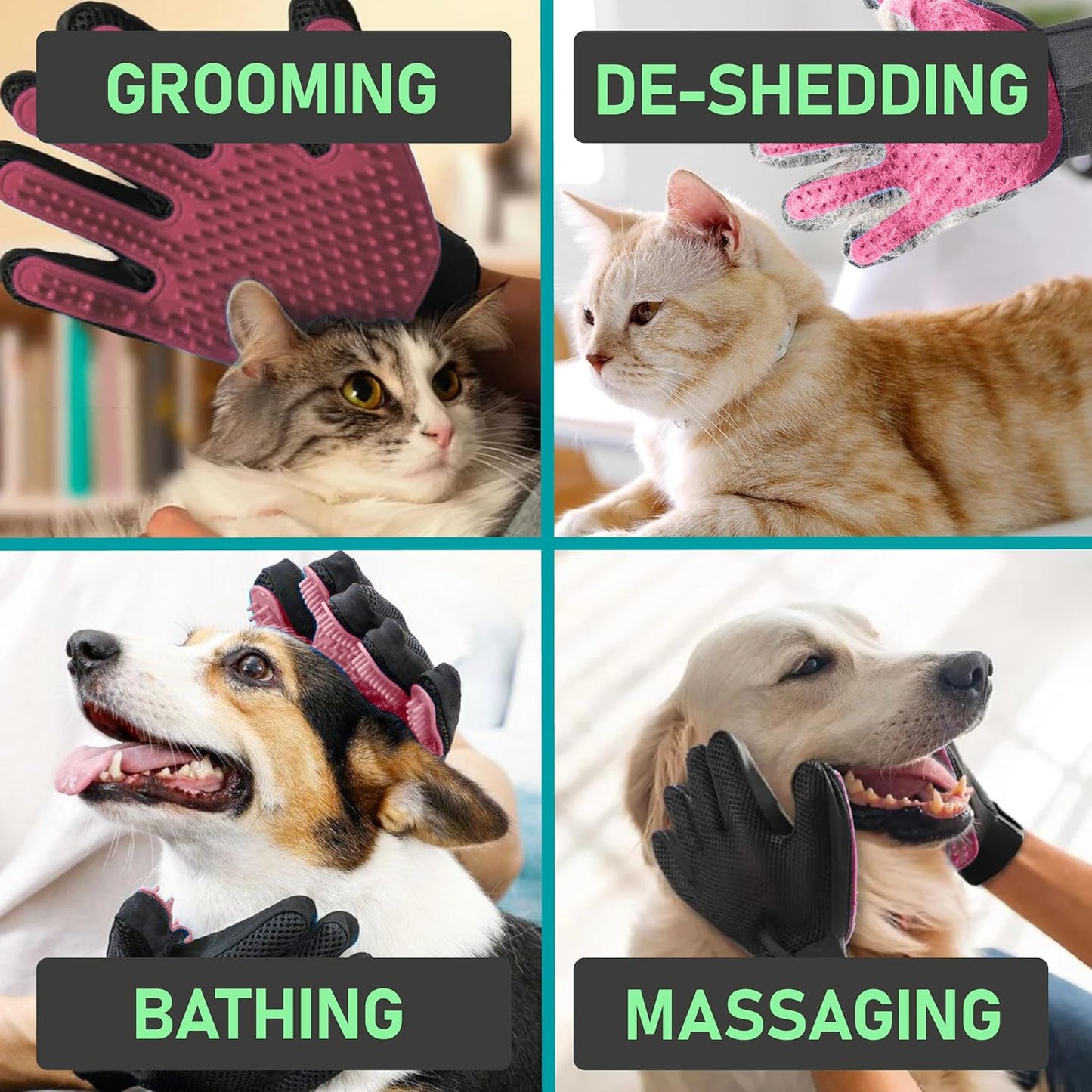 Guantes de aseo para mascotas, removedor de pelo de mascotas