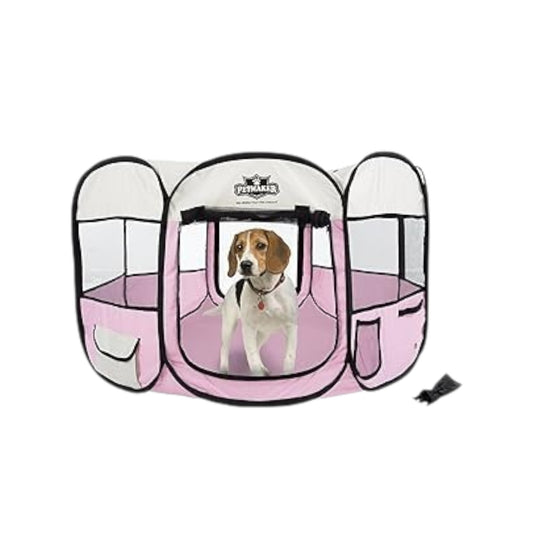 PETMAKER corral para mascota con bolsa color rosa