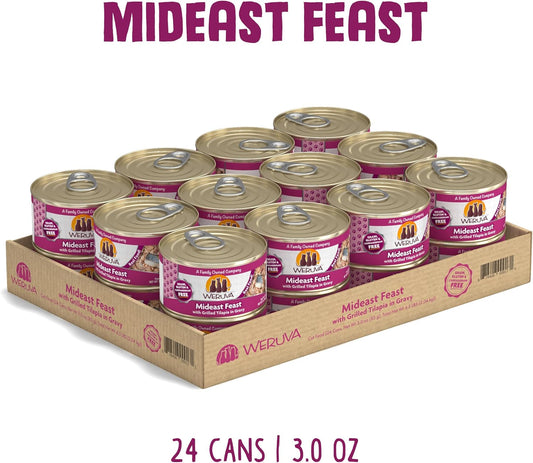 Weruva Mideast Feast - Comida clásica para gatos, con tilapia a la parrilla en salsa, lata de 3 onzas (paquete de 24)