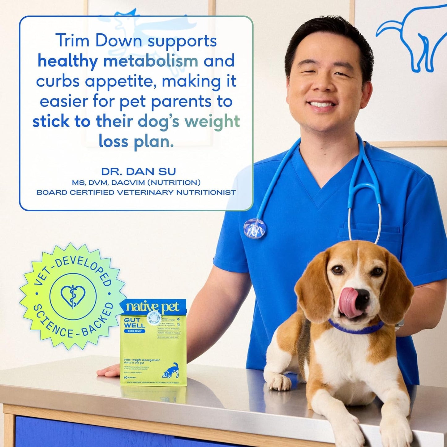 Native pet GutWell Trim Down - Comida para perros para control de peso, suplemento de pérdida de peso