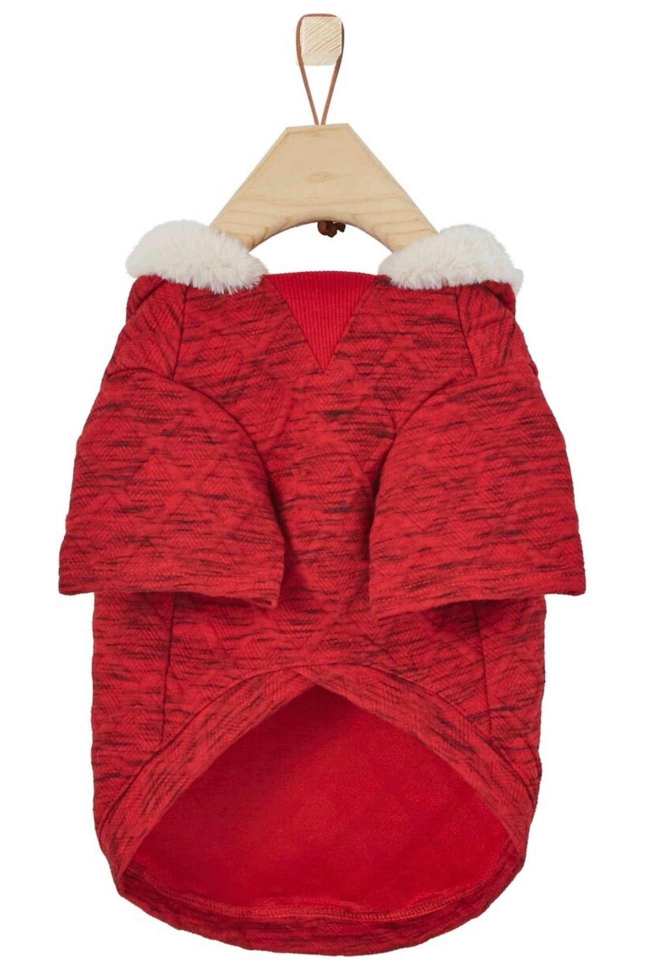 Textured Knit Dog & Cat Hoodie, Heather Red