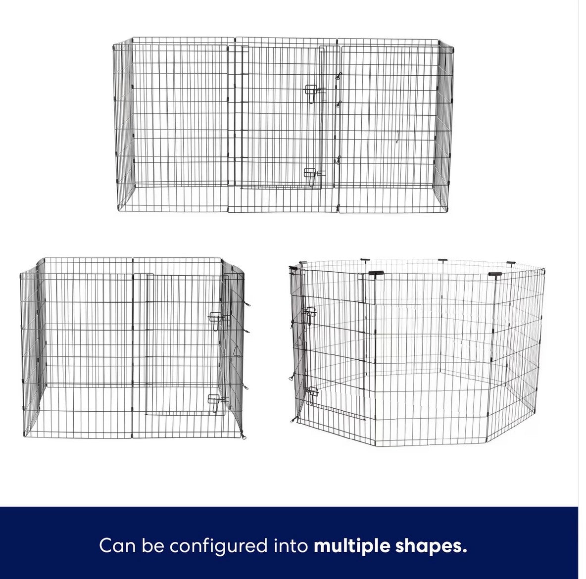 Dog & Small Pet Wire Exercise Pen with Step-Through Door, Black, 36-in