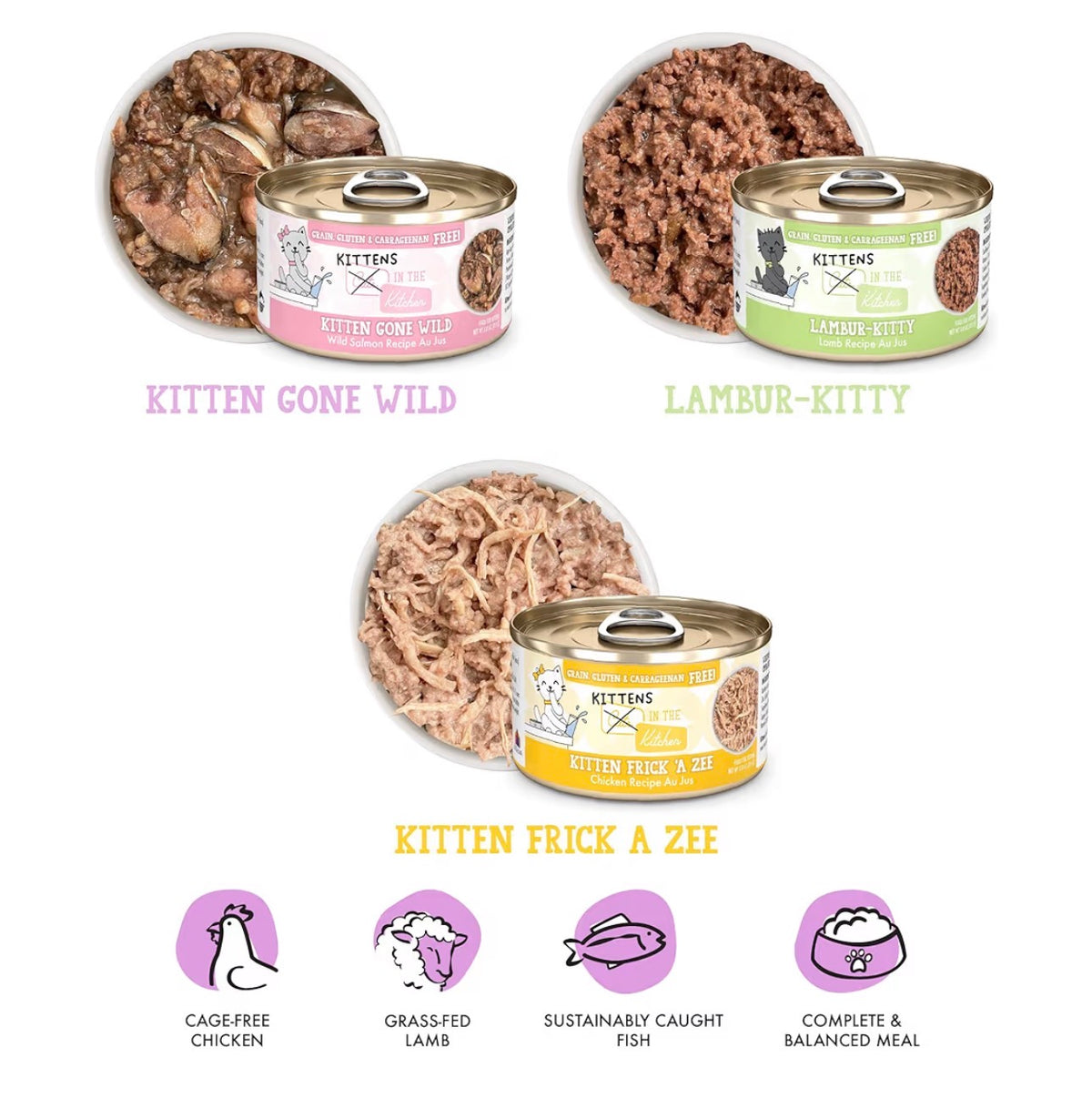 Weruva kittens in the kitchen, Paquete de Variedad Gatito Zoomies, Lata de 3oz (Paquete de 12)