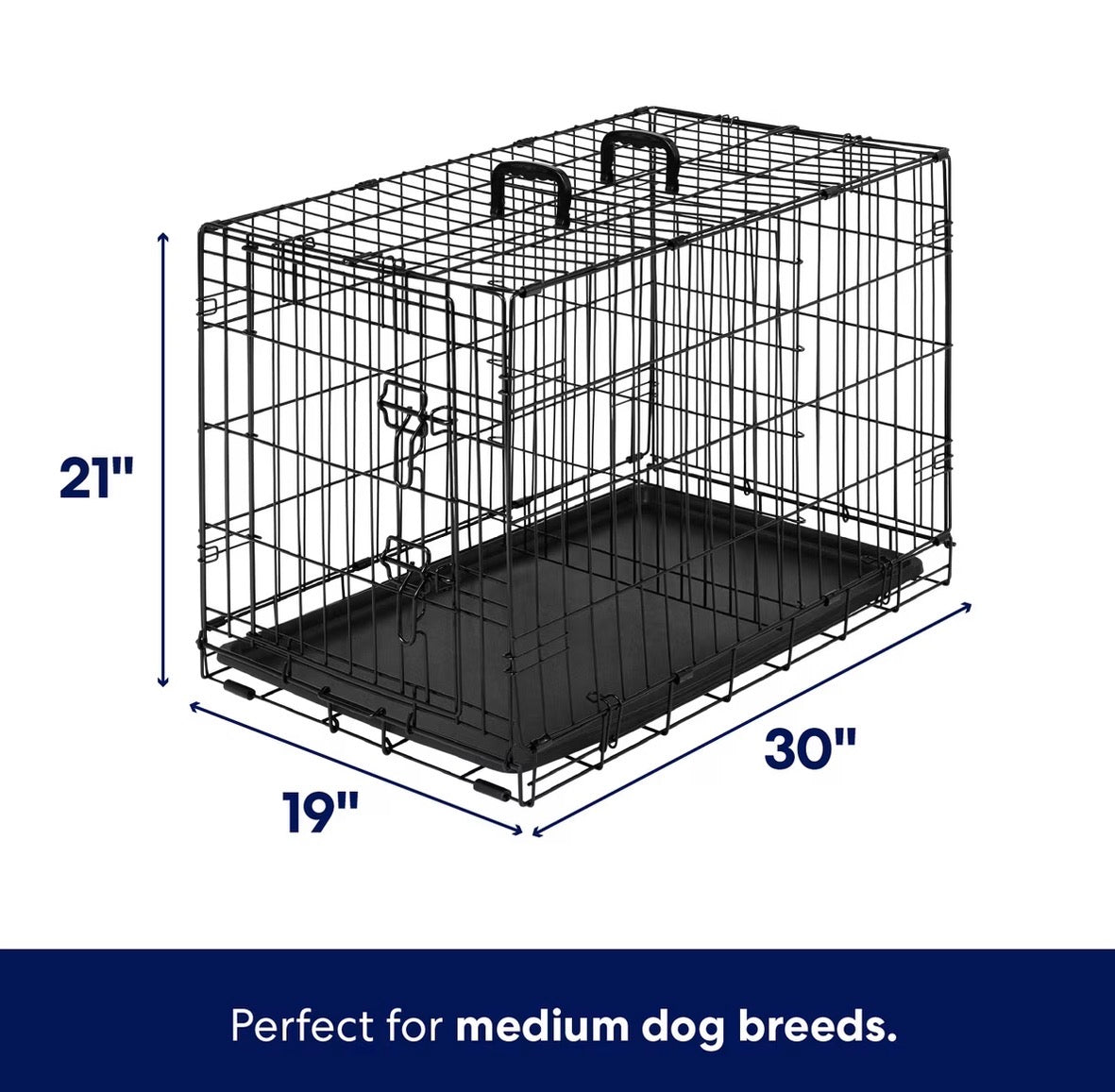 Fold & Carry Single Door Collapsible Wire Dog Crate, Medium
