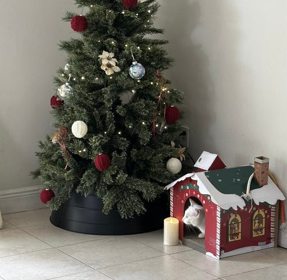 Holiday Santa's Workshop Cardboard Cat House