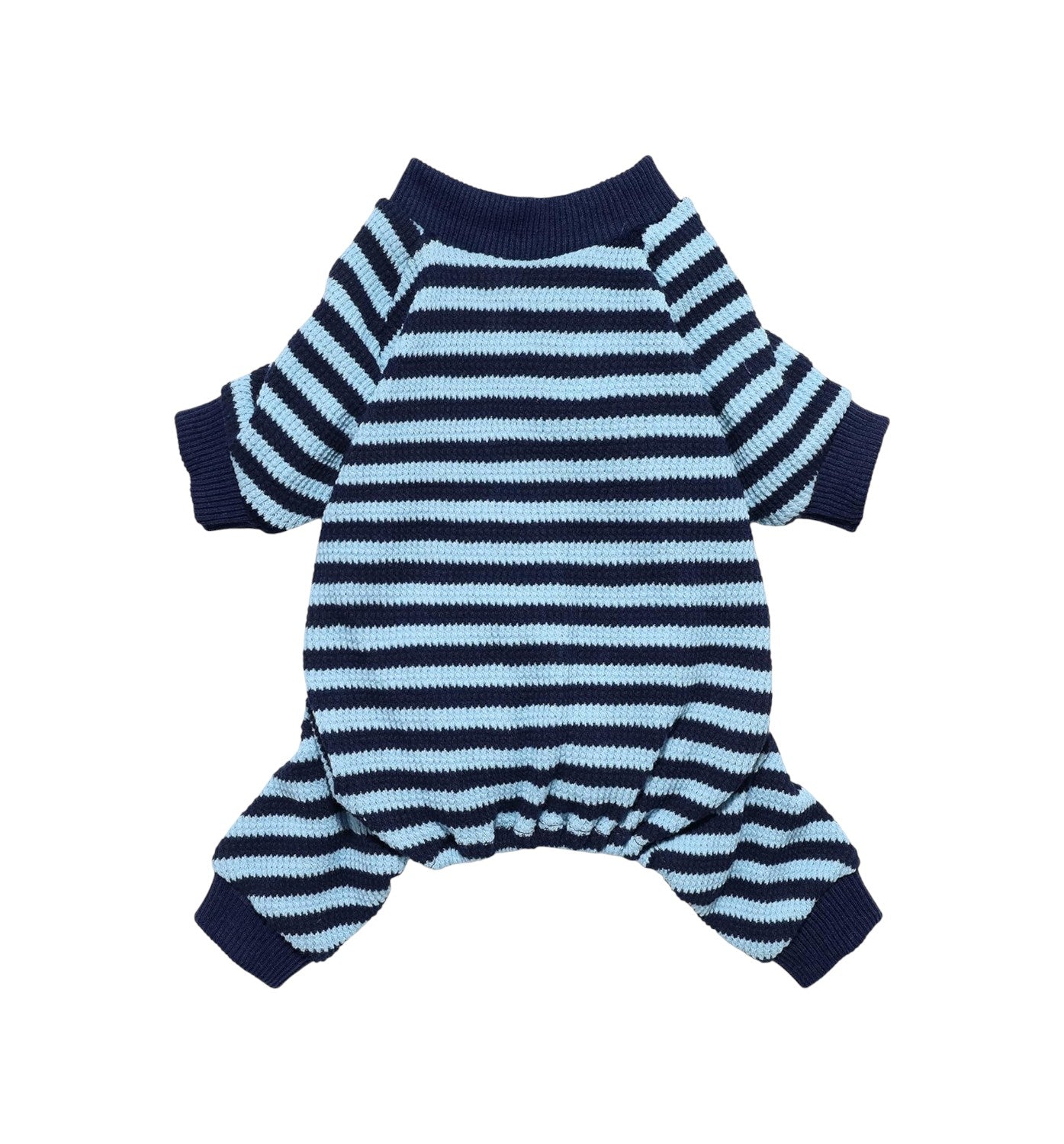 Pijama para perro azul con rayas