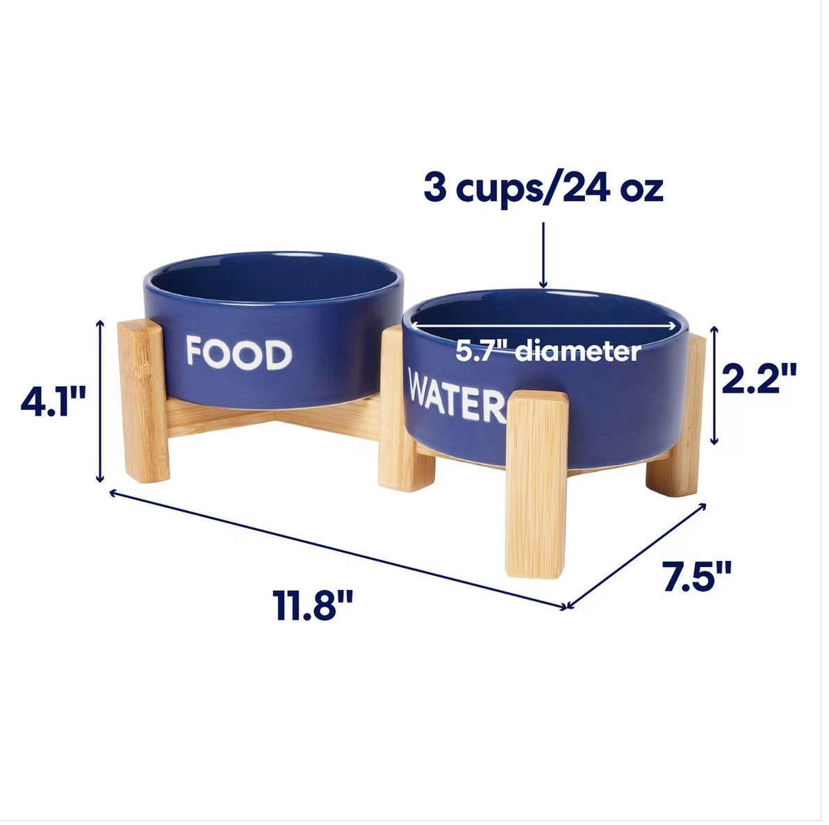 Double Diner Ceramic Dog/Cat Bowl, Medium: 3 cup