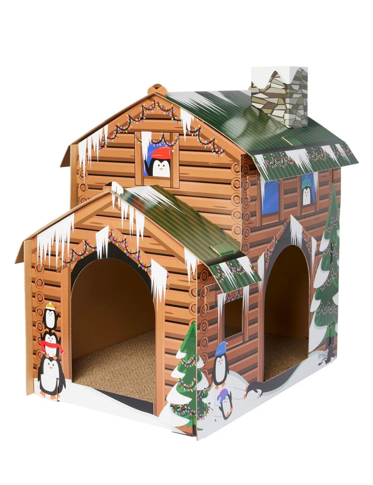 Holiday Log Cabin Cardboard Cat House