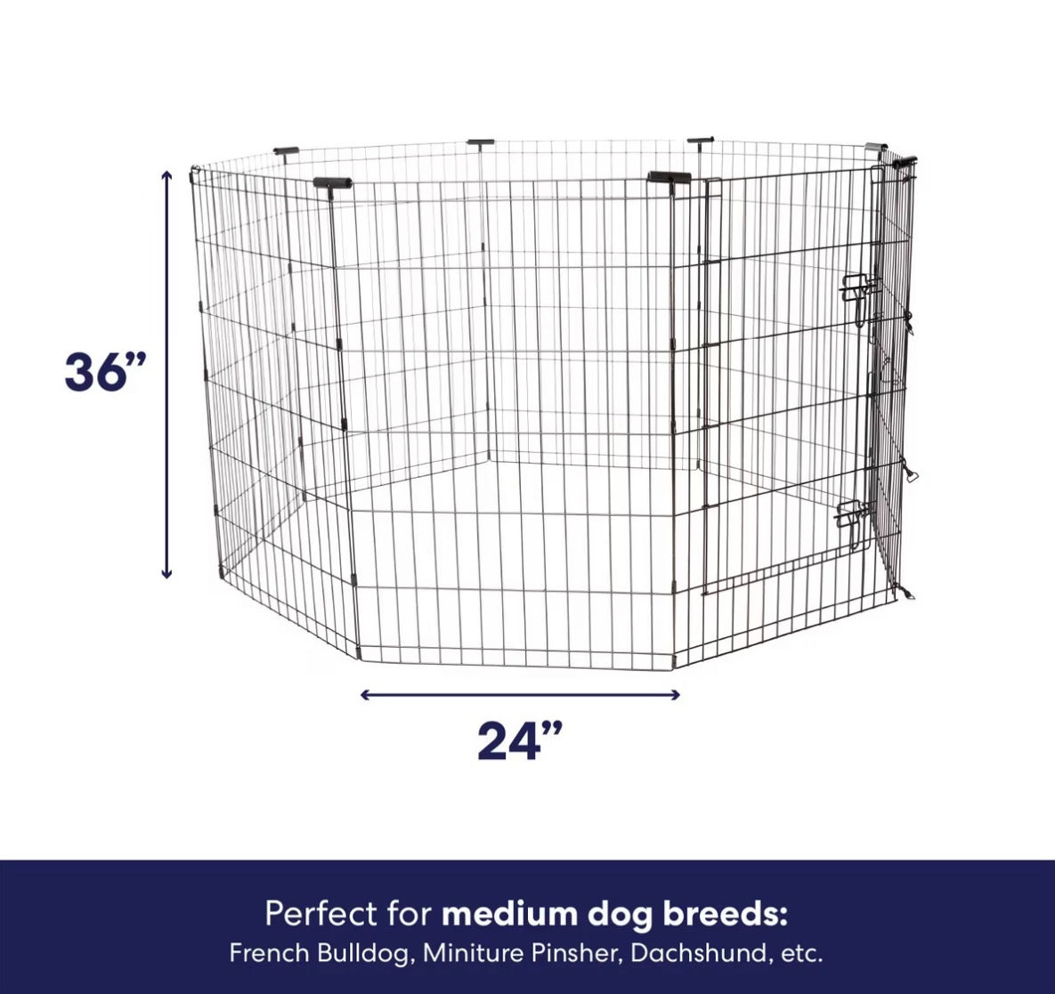 Dog & Small Pet Wire Exercise Pen with Step-Through Door, Black, 36-in