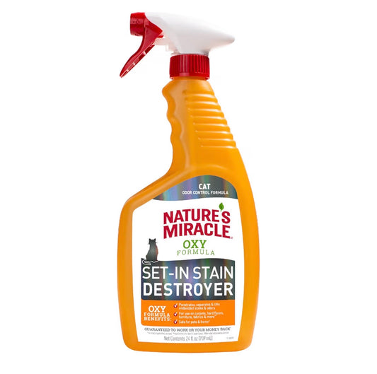 Nature's Miracle Removedor de manchas y olor solo para gatos con Oxy, 710 ml