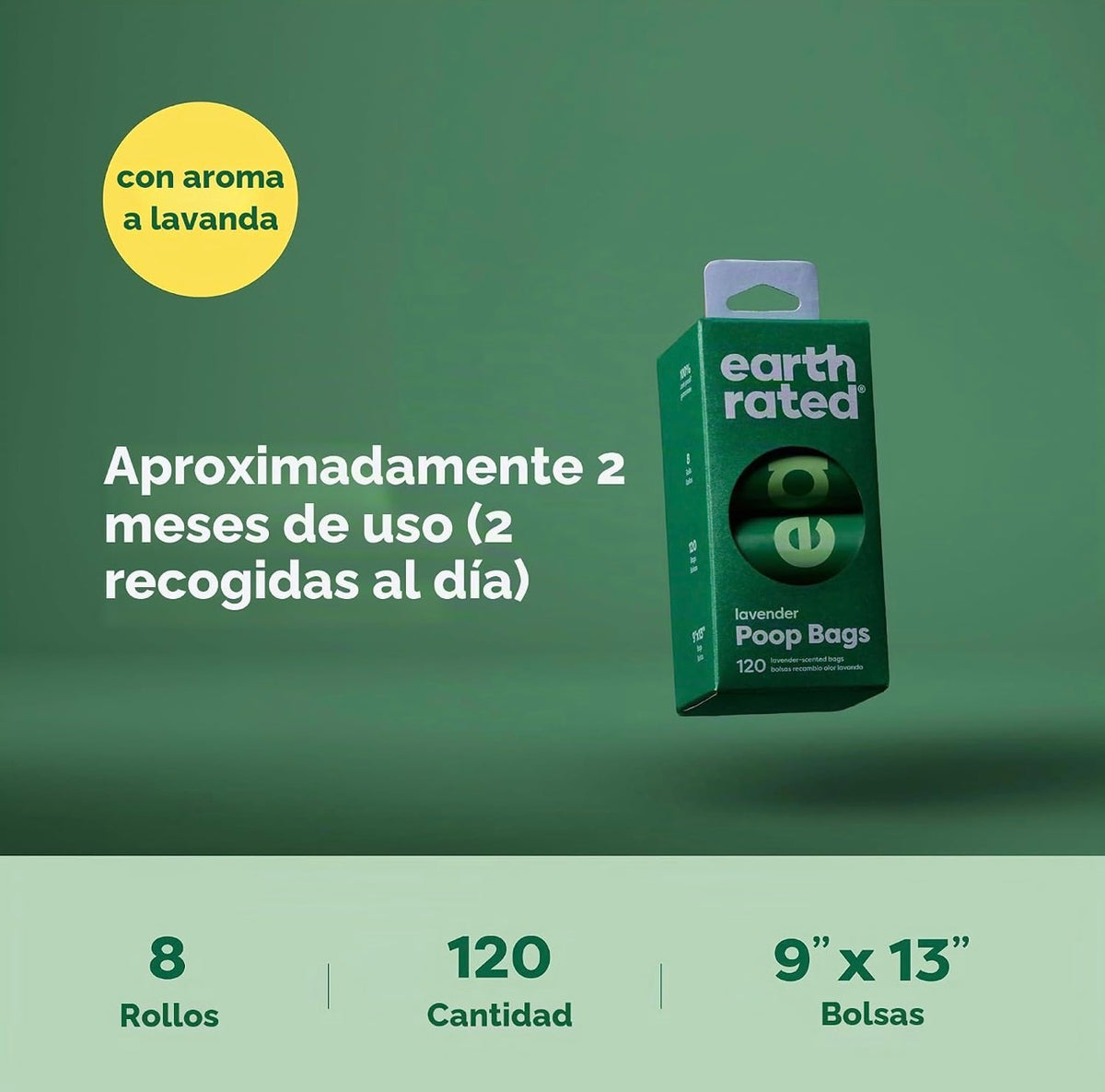 Earth Rated - poop bags 8 rollos