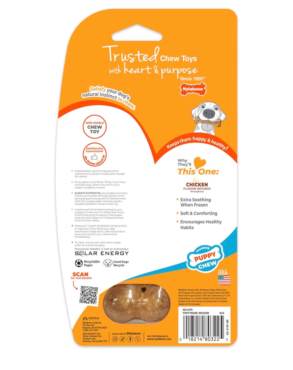 Nylabone - Hueso masticable para cachorros, tamaño mediano