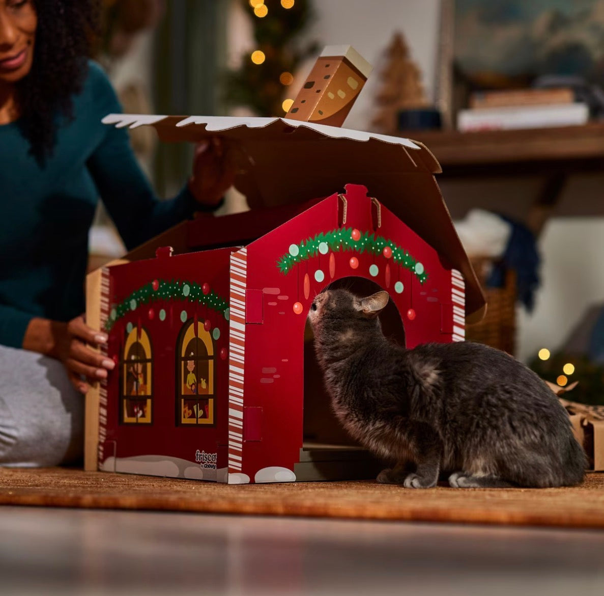 Holiday Santa's Workshop Cardboard Cat House