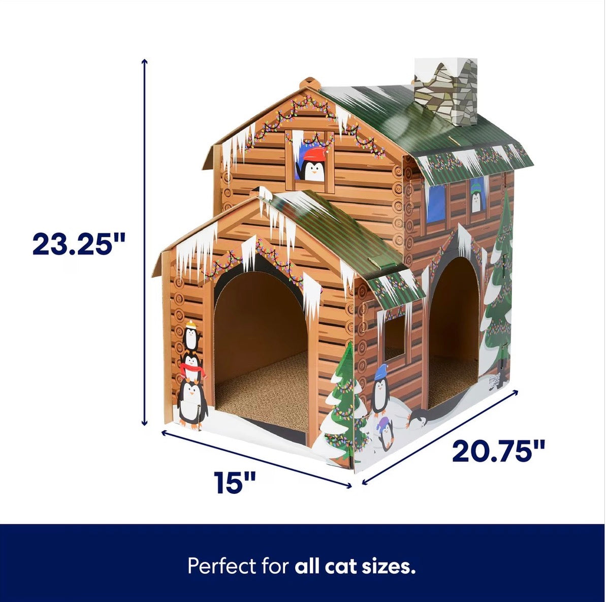 Holiday Log Cabin Cardboard Cat House