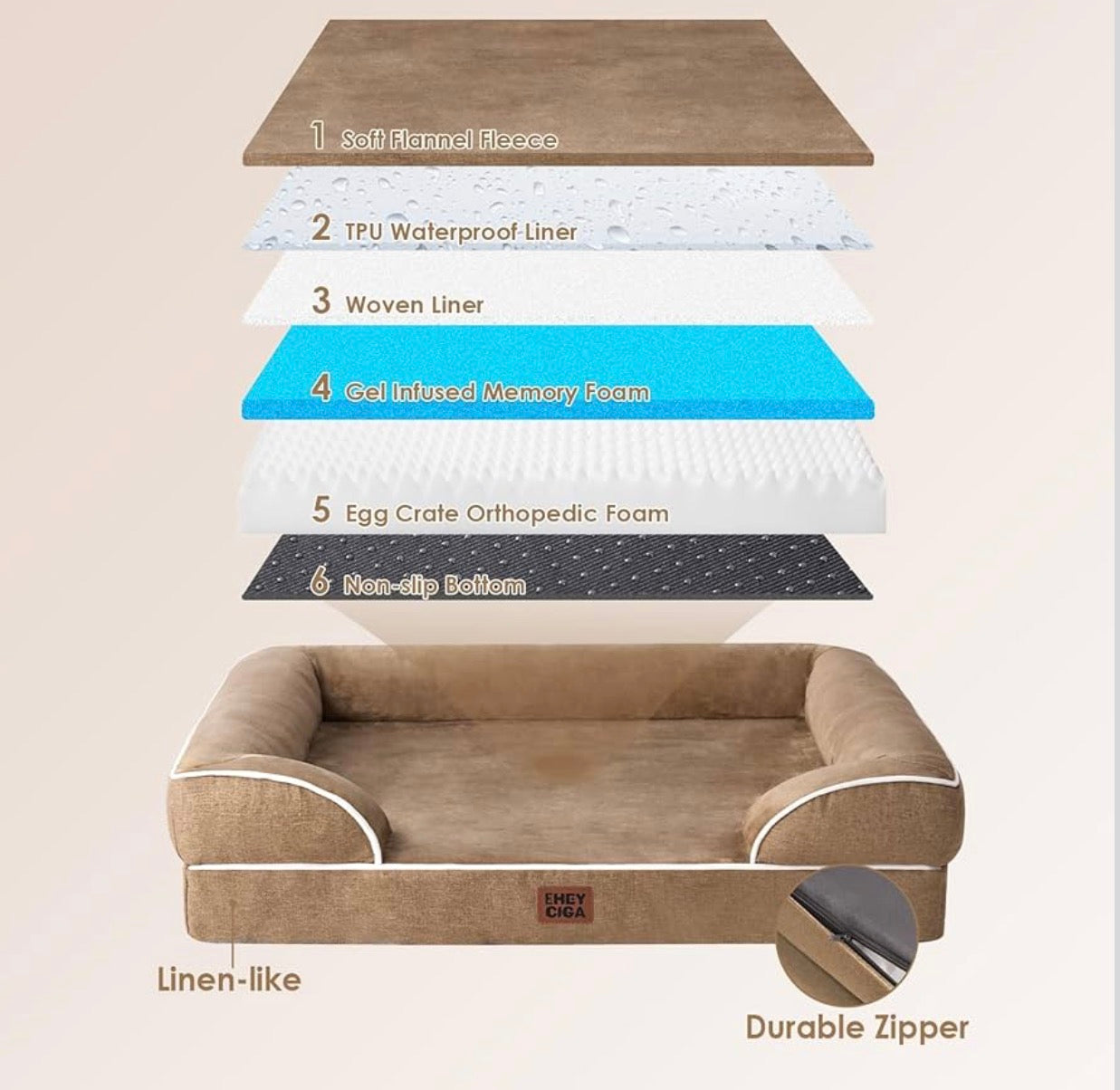 Cama ortopédica para raza grande, Camel