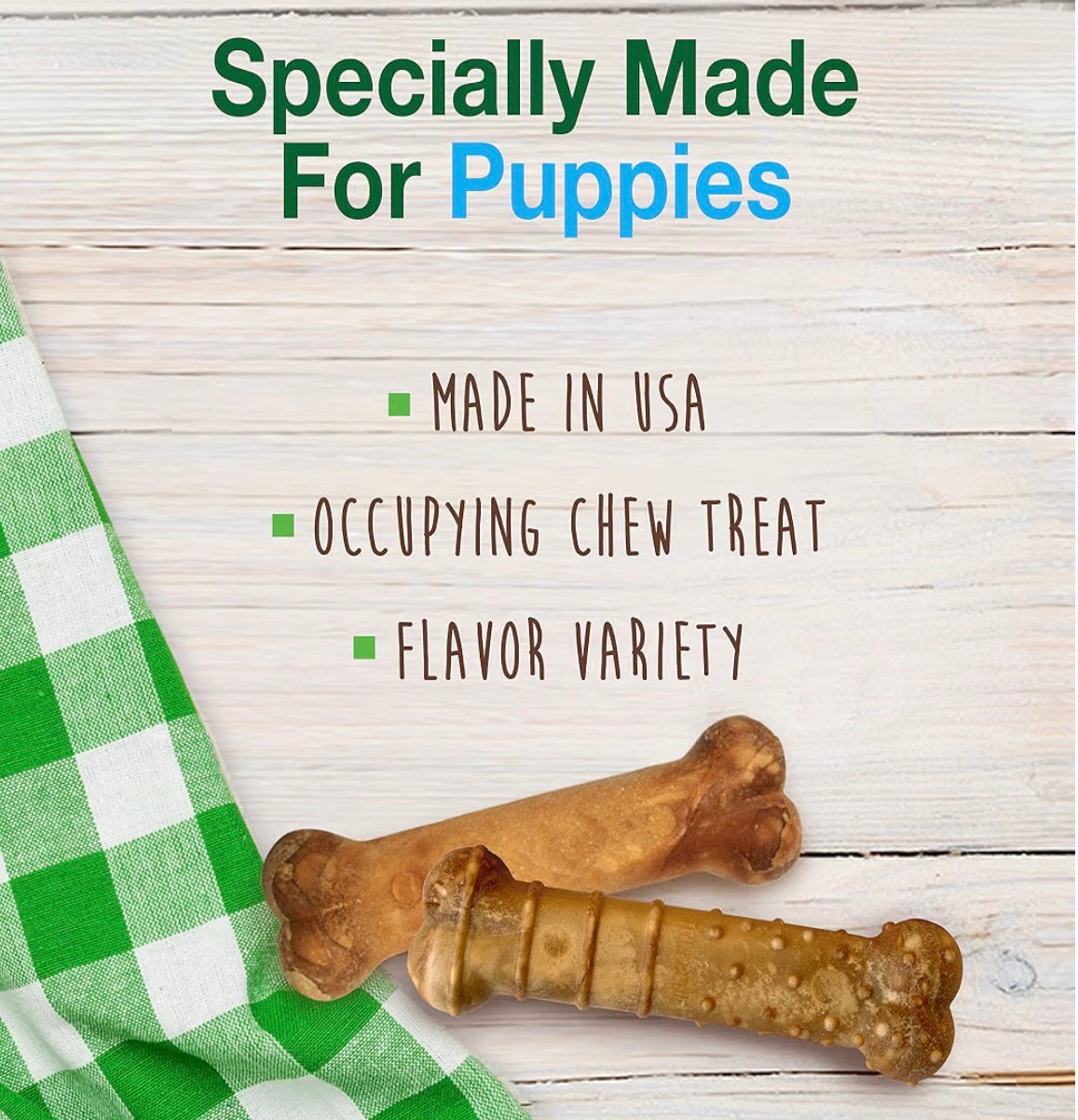 Nylabone Masticables naturales para cachorros sabor a manzana y tocino, XS/Petite (3 unidades)