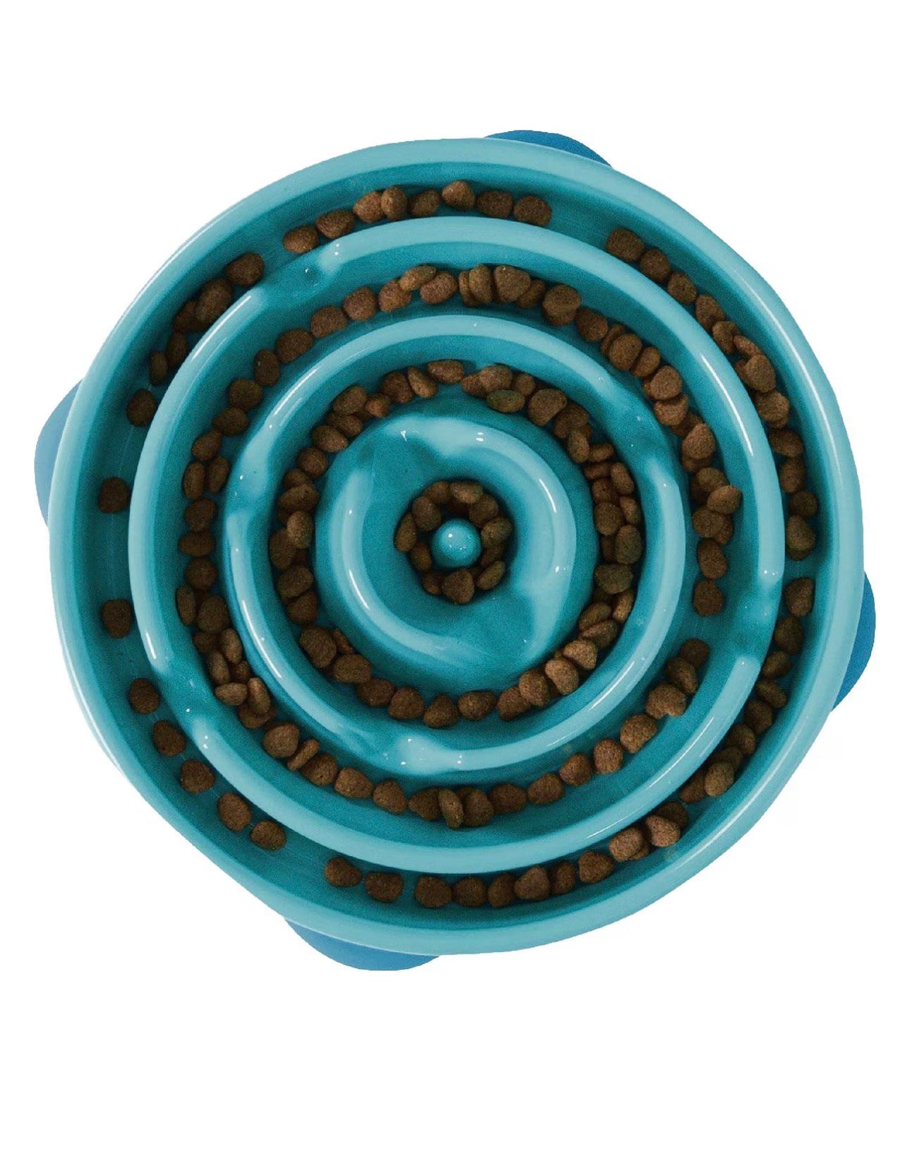 Outward Hound Non-Skid Plastic Slow Feeder Interactive Dog Bowl, Teal, 4-cup