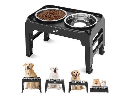 Comedero elevado para perros medianos, soporte elevado de 4 alturas ajustables, 2-8 pulgadas
