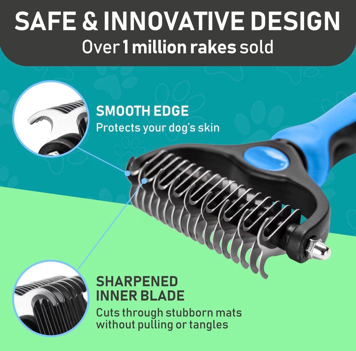 Max Power Planet Dual Sided Undercoat Rake Dog & Cat Deshedding Tool