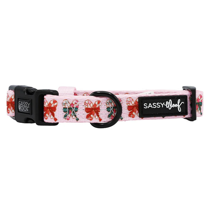 Sassy woof- Dog Collar - Candy Cane Coquette