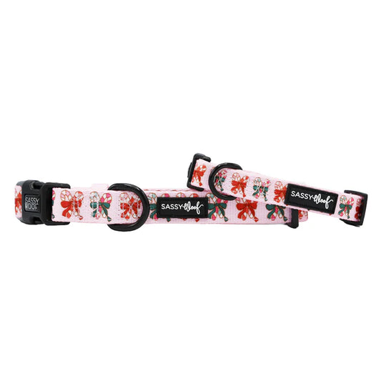 Sassy woof- Dog Collar - Candy Cane Coquette