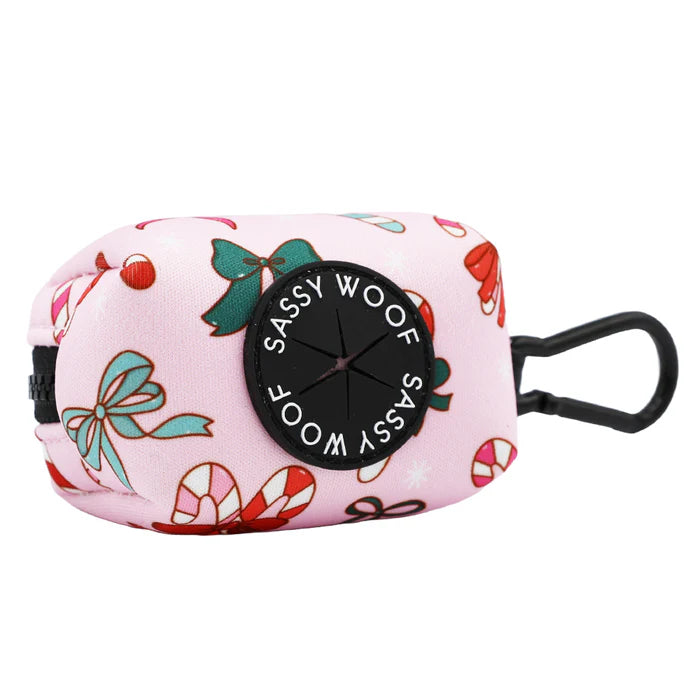 Sassy woof - Dog Waste Bag Holder - Candy Cane Coquette
