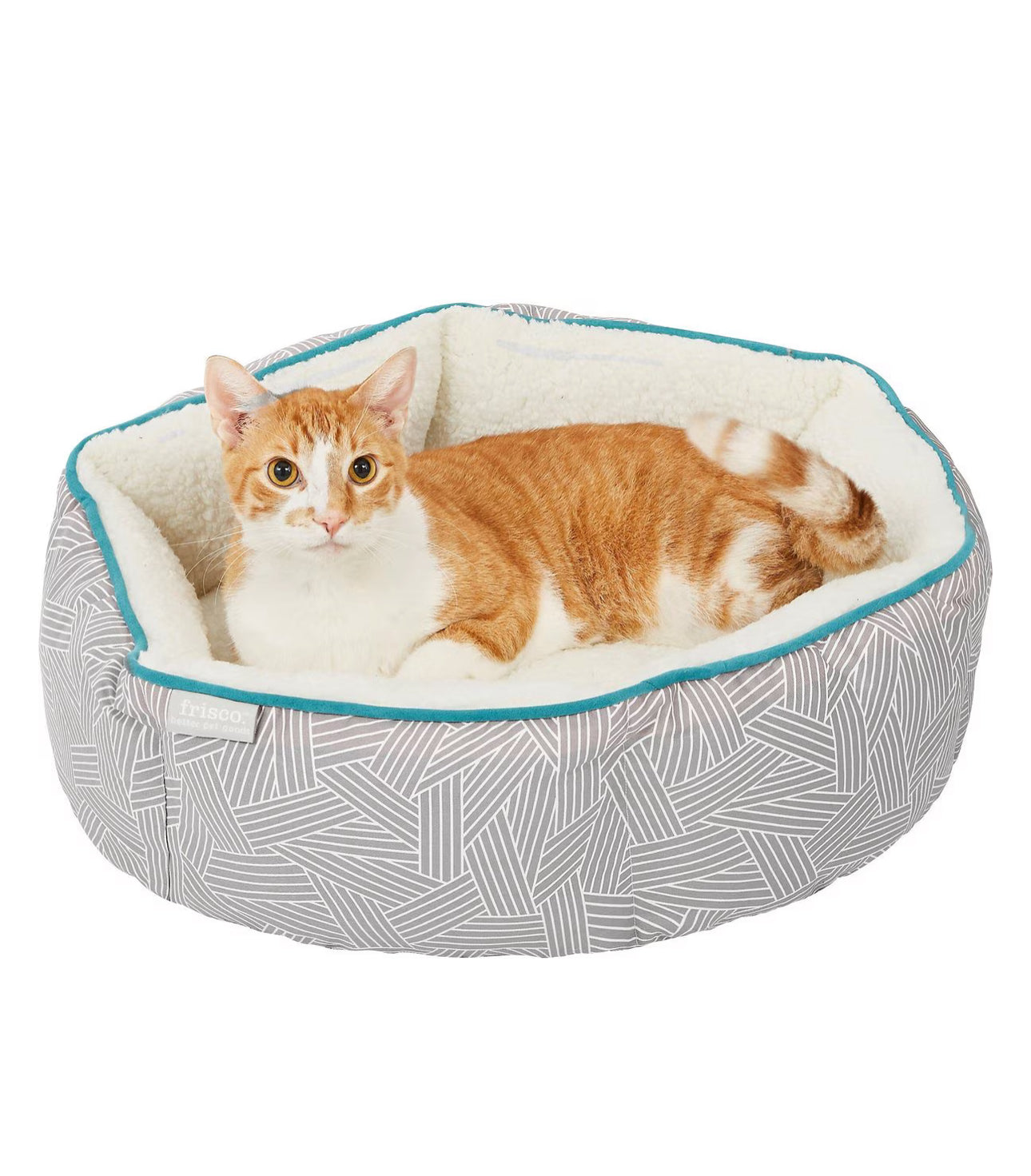 Sherpa Bolster Cat & Dog Bed, Light Gray