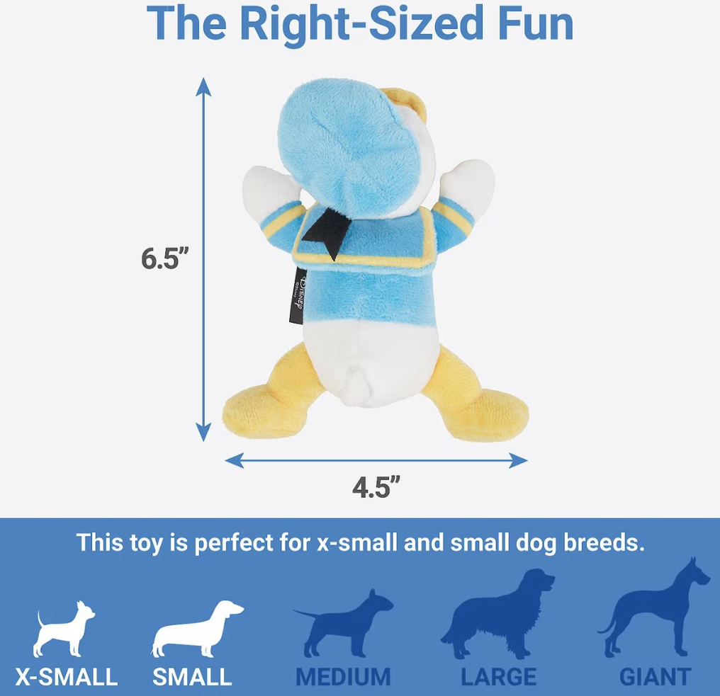 Disney Donald Duck Plush Squeaky Dog Toy, Small