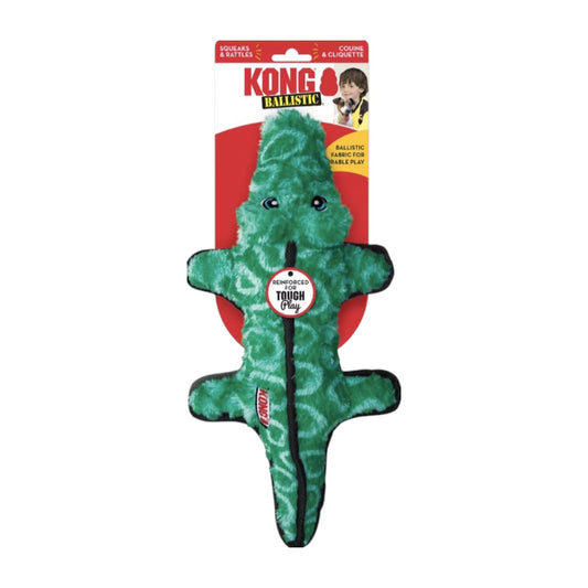 KONG Ballistic Alligator Squeaky Dog Plush Toy