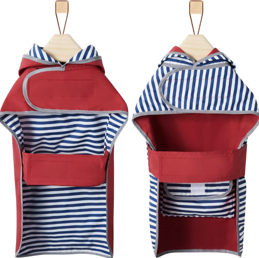 Lightweight Reversible Packable Travel Dog Raincoat - Rojo