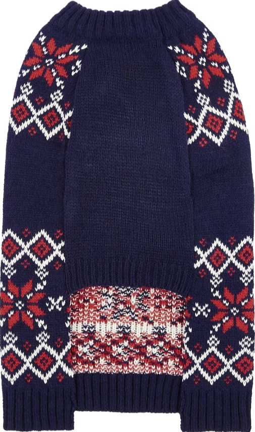 Moose Fair Isle Dog & Cat Sweater, Navy